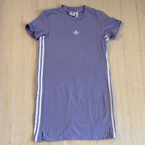Adidas Lavender Tee Dress with White Stripes